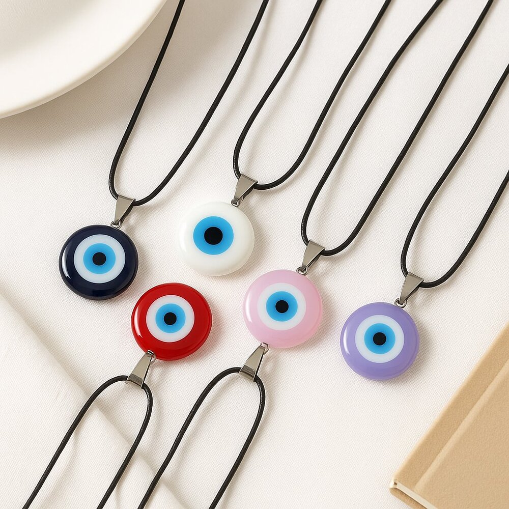 Evil Eye Resin Pendant Necklace 1pc